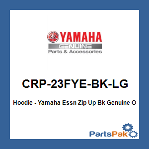 Yamaha CRP-23FYE-BK-LG Hoodie - Yamaha Essn Zip Up Bk; CRP23FYEBKLG