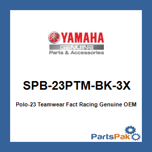 Yamaha SPB-23PTM-BK-3X Polo-23 Teamwear Fact Racing; SPB23PTMBK3X