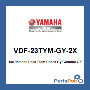 Yamaha VDF-23TYM-GY-2X Tee-Yamaha Race Team Check Gy; VDF23TYMGY2X