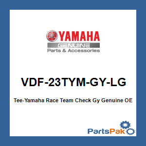 Yamaha VDF-23TYM-GY-LG Tee-Yamaha Race Team Check Gy; VDF23TYMGYLG