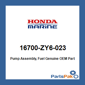 Honda 16700-ZY6-023 Pump Assembly, Fuel; 16700ZY6023