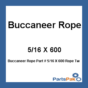 Buccaneer Rope 5/16 X 600; Rope Twisted Poly Yellow 11 Lb
