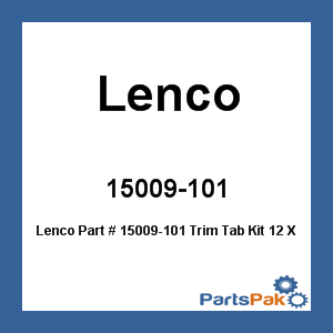 Lenco 15009-101; Trim Tab Kit 12 X 24