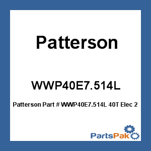 Patterson WWP40E7.514L; 40T Elec 208V 7.5Hp Glft