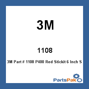 3M 1108; P400 Red Stickit 6 Inch Sanding Disc