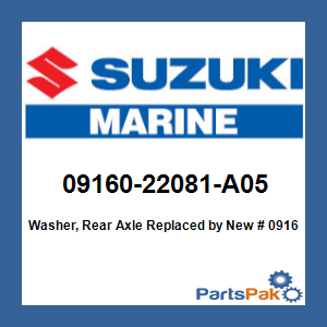 Suzuki 09160-22081-A05 Washer, Rear Axle; New # 09160-22081