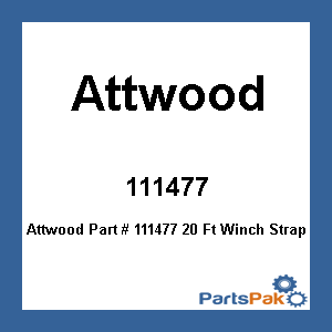 Attwood 111477; 20 Ft Winch Strap 2 Inch Wide