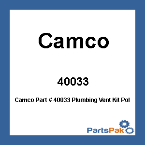 Camco 40033; Plumbing Vent Kit Polar White