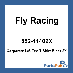 Fly Racing 352-41402X; Corporate L/S Tee T-Shirt Black 2X