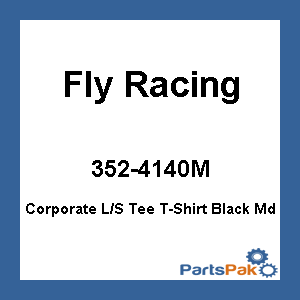 Fly Racing 352-4140M; Corporate L/S Tee T-Shirt Black Md