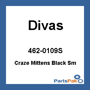 Divas 462-0109S; Craze Mittens Black Sm