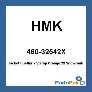 HMK 460-32542X; Jacket Hustler 2 Stamp Orange 2X Snowmobile