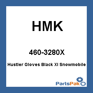 HMK 460-3280X; Hustler Gloves Black Xl Snowmobile