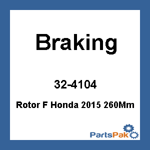 Braking WF4104; Rotor Fits Honda 2015 260Mm