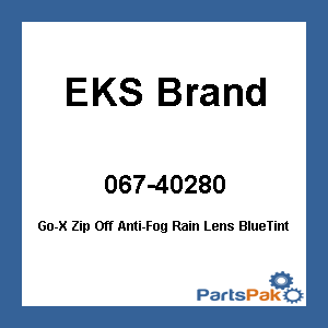 EKS Brand 067-40280; Go-X Zip Off Anti-Fog Rain Lens BlueTint