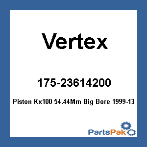 Vertex 23614200; Piston Kx100 54.44Mm Big Bore 1999-13