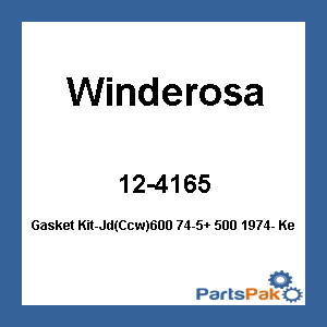 Winderosa 12-4165; Gasket Kit-Jd(Ccw)600 74-5+ 500 1974- Kec 440/2