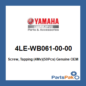 Yamaha 4LE-WB061-00-00 Screw, Tapping (4Mv)(50Pcs); 4LEWB0610000