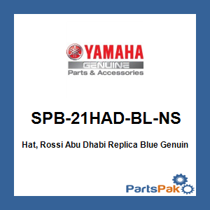 Yamaha SPB-21HAD-BL-NS Hat, Rossi Abu Dhabi Replica Blue; SPB21HADBLNS