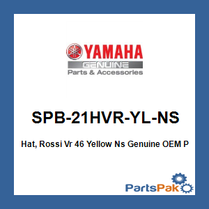 Yamaha SPB-21HVR-YL-NS Hat, Rossi Vr 46 Yellow Ns; SPB21HVRYLNS