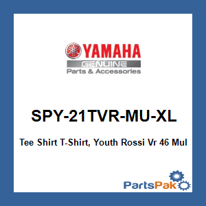 Yamaha SPY-21TVR-MU-XL Tee Shirt T-Shirt, Youth Rossi Vr 46 Multi 8/9; SPY21TVRMUXL