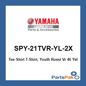Yamaha SPY-21TVR-YL-2X Tee Shirt T-Shirt, Youth Rossi Vr 46 Yellow 12/14; SPY21TVRYL2X
