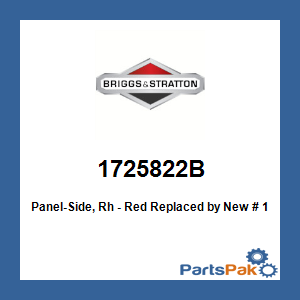 Briggs & Stratton 1725822B Panel-Side, Rh - Red; New # 1725822BFS