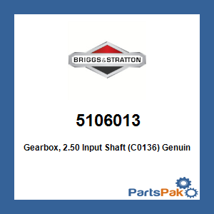Briggs & Stratton 5106013 Gearbox, 2.50 Input Shaft (C0136)
