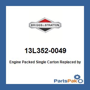 Briggs & Stratton 13L352-0049 Engine Packed Single Carton; New # 12V352-0015-F1