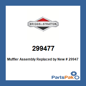 Briggs & Stratton 299477 Muffler Assembly; New # 299477S