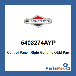 Briggs & Stratton 5403274AYP Control Panel, Right