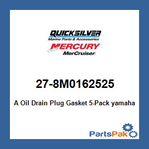 Quicksilver 27-8M0162525; A Oil Drain Plug Gasket 5-Pack yamaha