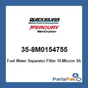 Quicksilver 35-8M0154755; Fuel Water Separator Filter 10-Micron Short