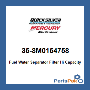 Quicksilver 35-8M0154758; Fuel Water Separator Filter Hi-Capacity