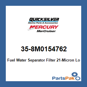 Quicksilver 35-8M0154762; Fuel Water Separator Filter 21-Micron Long