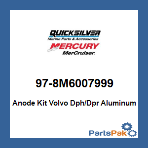 Quicksilver 97-8M6007999; Anode Kit Volvo Dph/Dpr Aluminum