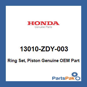 Honda 13010-ZDY-003 Ring Set, Piston; 13010ZDY003