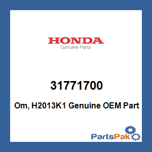 Honda 31771700 Owners Manual, H2013K1; 31771700