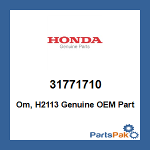 Honda 31771710 Owners Manual, H2113; 31771710