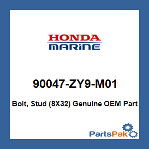 Honda 90047-ZY9-M01 Bolt, Stud (8X32); 90047ZY9M01