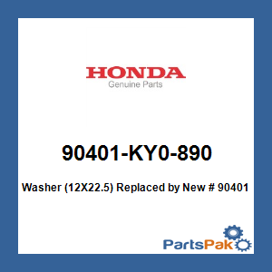 Honda 90401-KY0-890 Washer (12X22.5); New # 90401-KFC-900