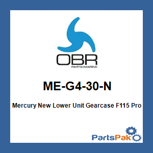 OBR ME-G4-30-N; Mercury New Lower Unit Gearcase F115 Pro Xs Ct 20-Inch Shaft Silver 2016-Up 2.38