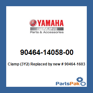 Yamaha 90464-14058-00 Clamp (3Y2); New # 90464-16039-00