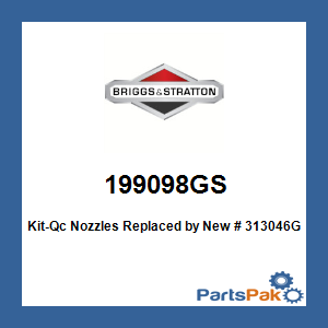 Briggs & Stratton 199098GS Kit-Qc Nozzles; New # 313046GS