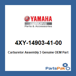 Yamaha 4XY-14903-41-00 Carburetor Assembly 3; 4XY149034100