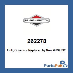 Briggs & Stratton 262278 Link, Governor; New # 692892
