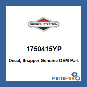 Briggs & Stratton 1750415YP Decal, Snapper