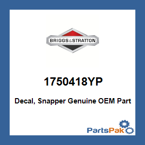 Briggs & Stratton 1750418YP Decal, Snapper