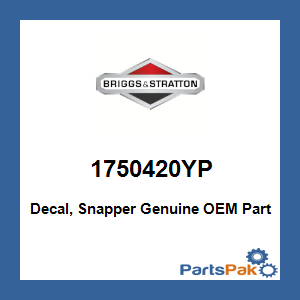 Briggs & Stratton 1750420YP Decal, Snapper