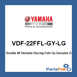 Yamaha VDF-22FFL-GY-LG Hoodie-W Yamaha Racing Fsln Gy; VDF22FFLGYLG